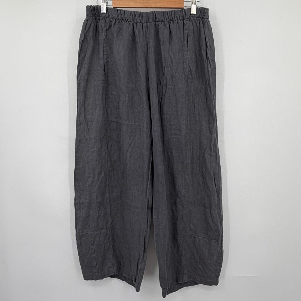 Lisa Bayne Gray Elastic Waist Relaxed Wide Leg Pull On Pants‎ Size Large